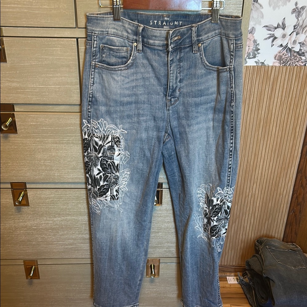 Leg Embroidered White House blacker marker Jeans - Blue